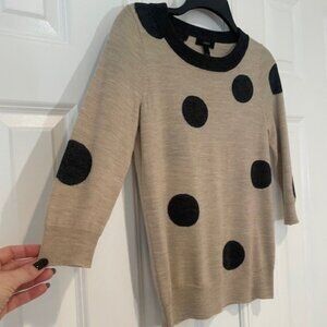 J Crew Tan & Gray Polka Dot Crewneck Sweater  – SZ XS